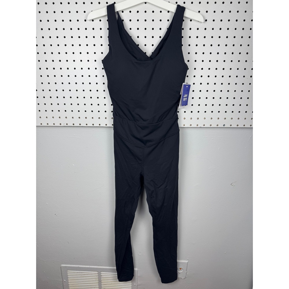 JoyLab Black Onyx Cross Back Bodysuit Built-In Shelf Bra Small NWT‎